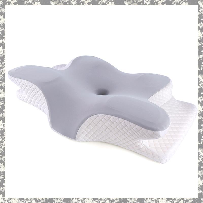 (YTSN) 1 PCS Cervica Memory Foam Pillow Sleeping Cooling Pillow Ergonomic Neck Pillow Orthopedic Contour Pillow White & Gray for Shoulder Pain