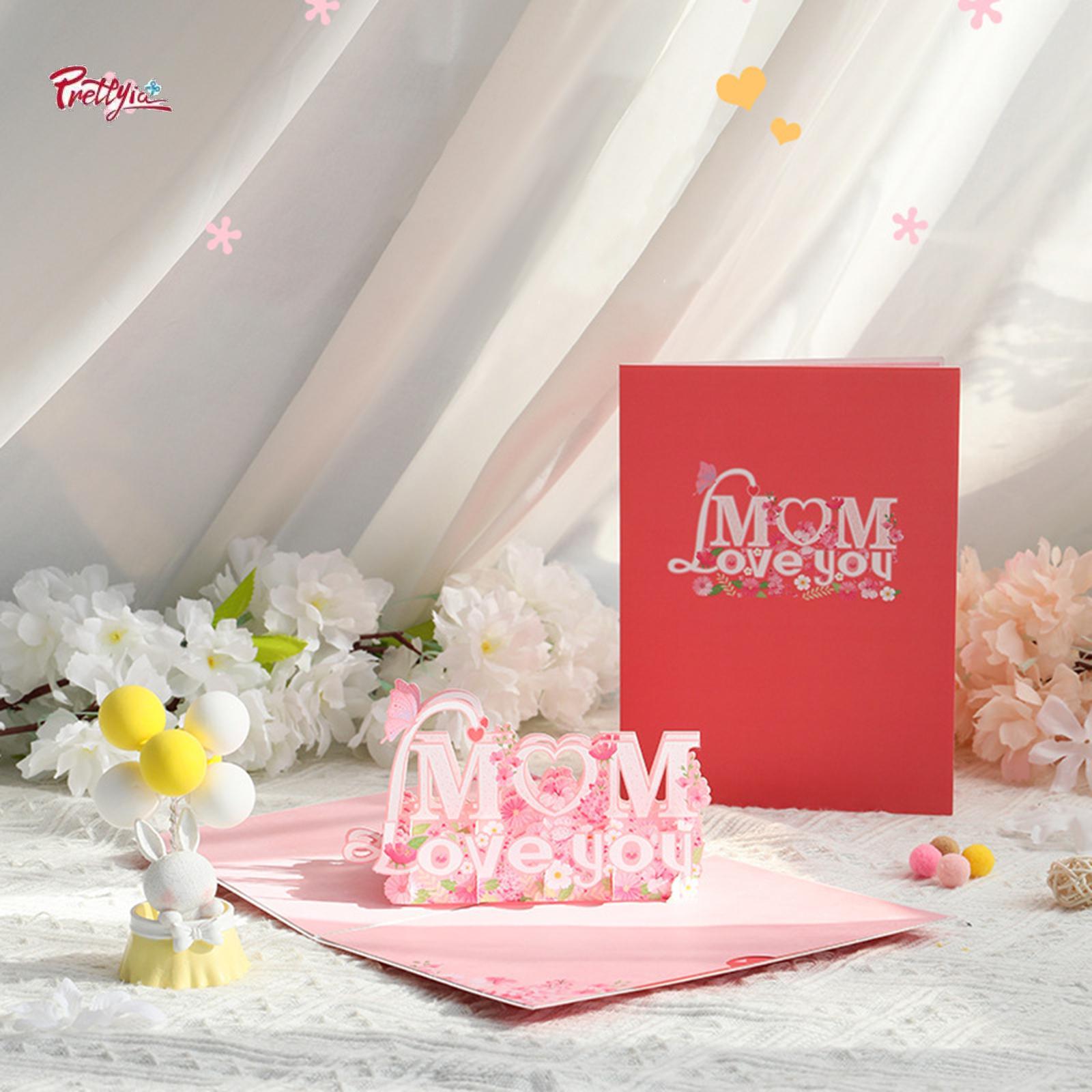 Prettyia Mother's Day Card Love You Card Mom 3D Popup Greeting Card Valentines Day Card for Party Favors - ยี่ห้อ Prettyia ราคา 91 บาท*ส่งฟรี