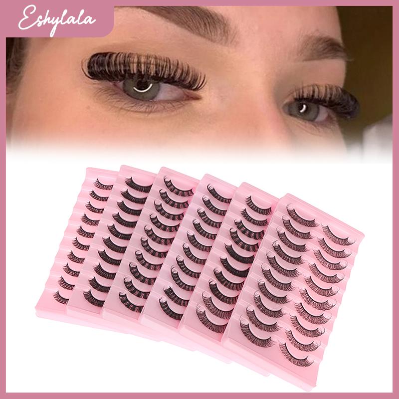 Eshylala 10 cặp siêu CuộN Lông mi giả Curl Nga giả mắt lông mi 3D chồn tái sử dụng LÔNG MI LÔNG MI LÔNG mi mở rộng trang điểm