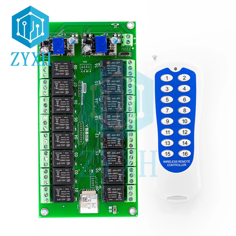 Tuya 16 kênh Wifi/ZigBee công tắc Rơle Mô-đun DC 7-27V AC 85-250V không dây thông minh nhà công tắc điều khiển từ xa với RF 433Mhz