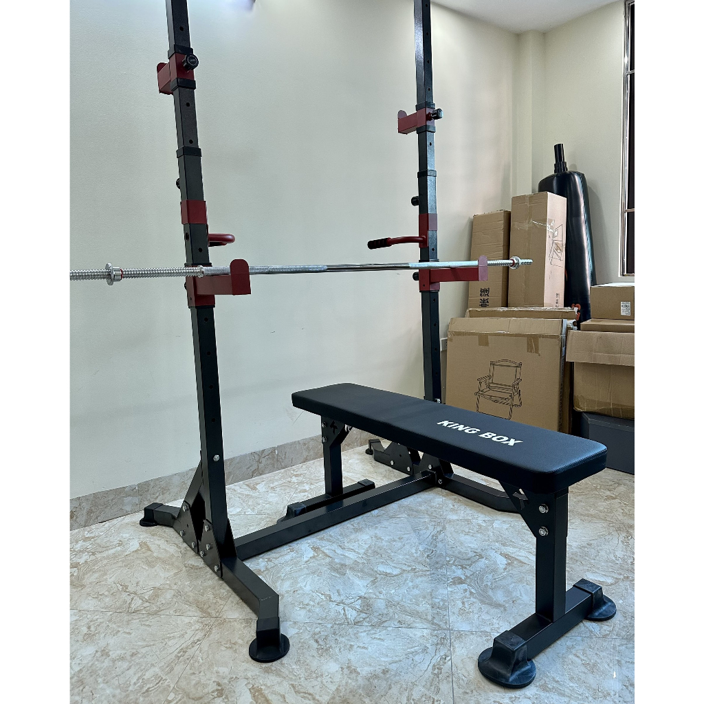 Khung tạ đa năng Squat rack điều chỉnh chiều cao 2.26m - TK03 ống thép dày 1.6mm chịu tải 200kg