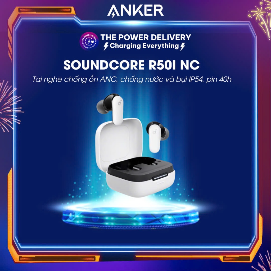 Tai nghe Bluetooth Soundcore R50i NC (P30i) chống ồn ANC chống nước và bụi IP54 pin 40 giờ - A3959