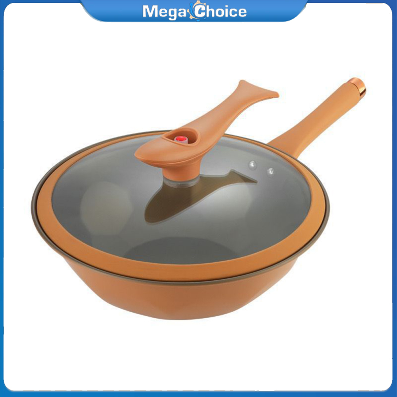 MegaChoice【100%Original】Micropressure Wok With Steamer Basket Pot Cover Clay Titanium Non-stick Wok Pan Easy Cleanup Pot For Cooking ราคา 910 บาท*ส่งฟรี