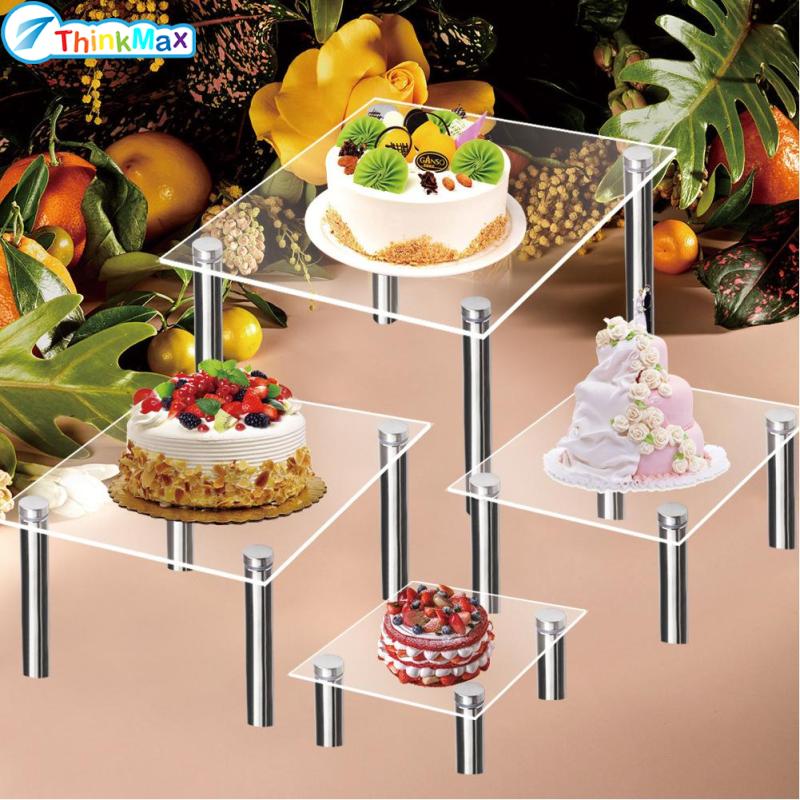 Square Acrylic Cupcake Stands Reusable Clear Display Stand Party Serving Platter With Metal Legs For Weddings Birthday Party ราคา 123 บาท*ส่งฟรี