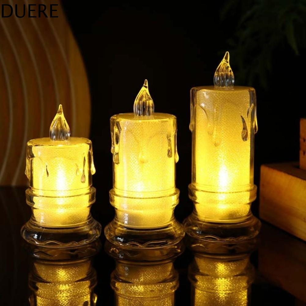 DUERE Giáng sinh Đèn nến điện tử Trong suốt Không lửa Nến không lửa mô phỏng Quà tặng sáng tạo Di động Nến phát sáng ấm áp Trang trí nhà cửa