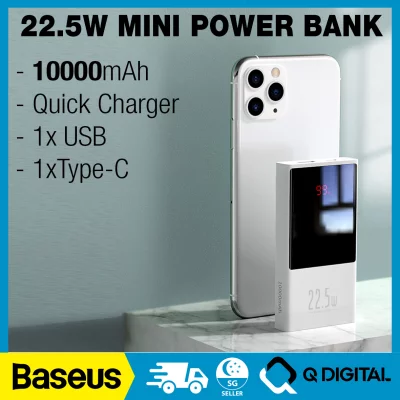 Baseus Super Mini 22.5W Fast Charging Powerbank Digital Display 10000mAh 20000mAh Quick Charge Powerbank Portable Charger