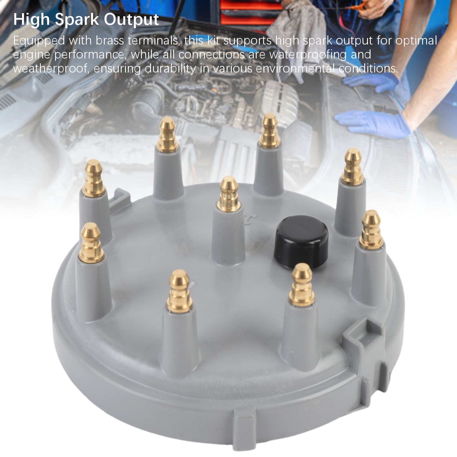 Zaschmoy Bộ phân phối đánh lửa cap rotor Kit DC12V 8233 Brass thiết bị đầu cuối thay thế cho Bronco E-250 V8 5.0L 5.8L (màu đỏ)