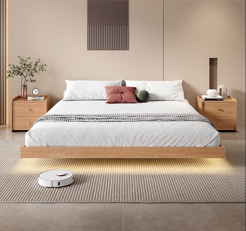 Giường treo kiểu Nhật Bản giường tatami hiện đại đơn giản không có giường đầu giường giường đôi và giường ăn sáng giường ngắn