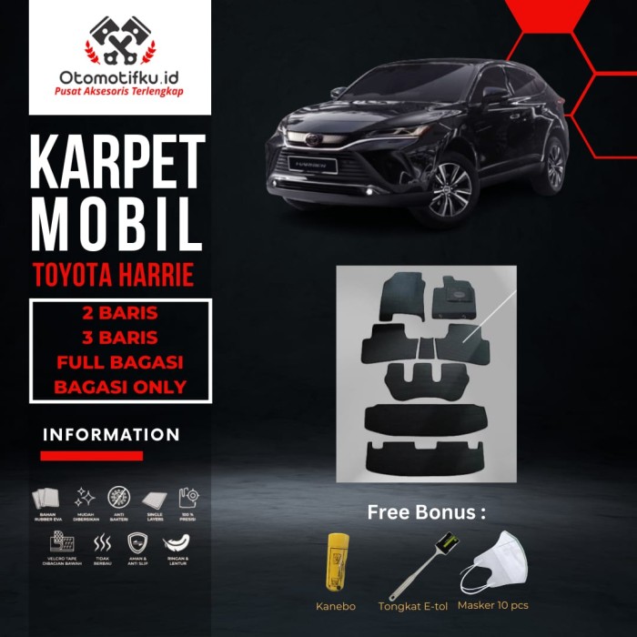 [ OTOMOTIFKU ] Karpet Mobil Toyota Harrier Bahan Single Layer Rubber Eva Premium Harga 550,000 rupiah*Gratis Ongkir