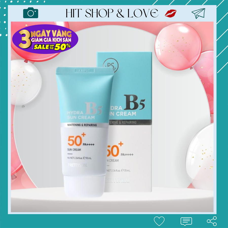 Kem Chống Nắng Phổ Rộng PRETTYSKIN HYDRA B5 SUN CREAM Hàn Quốc cấp ẩm, phục hồi, dưỡng trắng da 70ml