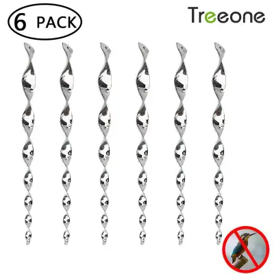 Treeone Bird Repellent Wind Twisting Reflective Scare Rods -6/12 Pack Effective Hanging Bird Repellant Spiral Deterrent Control Device,Bird Proof Your Property