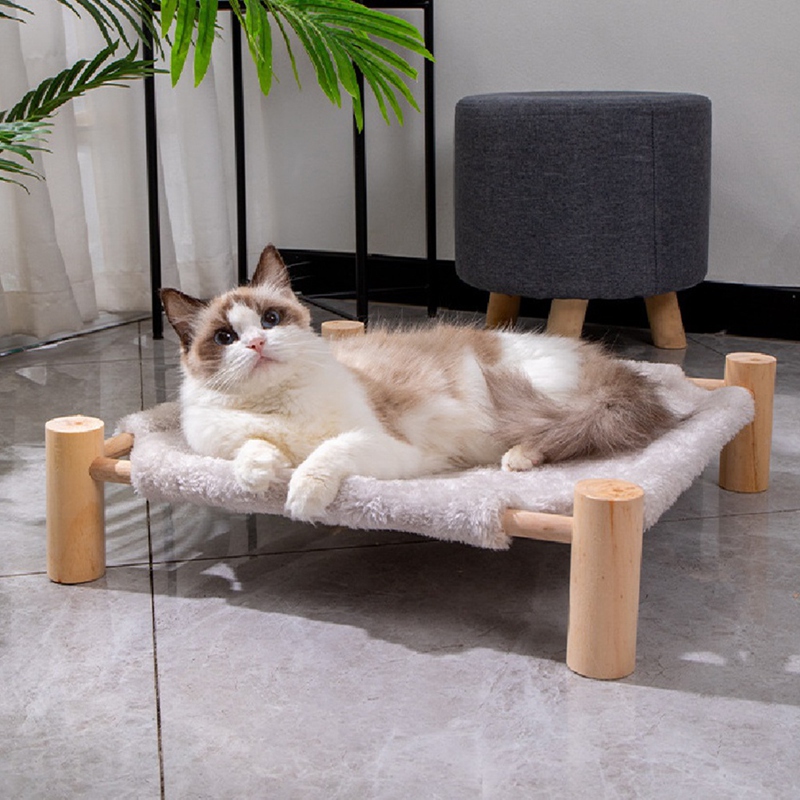 【Latest model】Elevated Pet Bed, Cat and Dog Stool Bed, Pet Chair with Wooden Legs, Plush Pet Bed, Puppy Sofa - 3