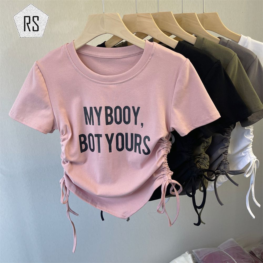 REALSELF แฟชั่นเด็ก เสื้อยืดเด็กผญ การออกแบบตัวอักษรอย่างมีสไตล์ เสื้อยืดแฟชั่นสตรีมีเชือกรูดผ้าไหมน้ำแข็งอินเทรนด์24921 ราคา 188 บาท*ส่งฟรี