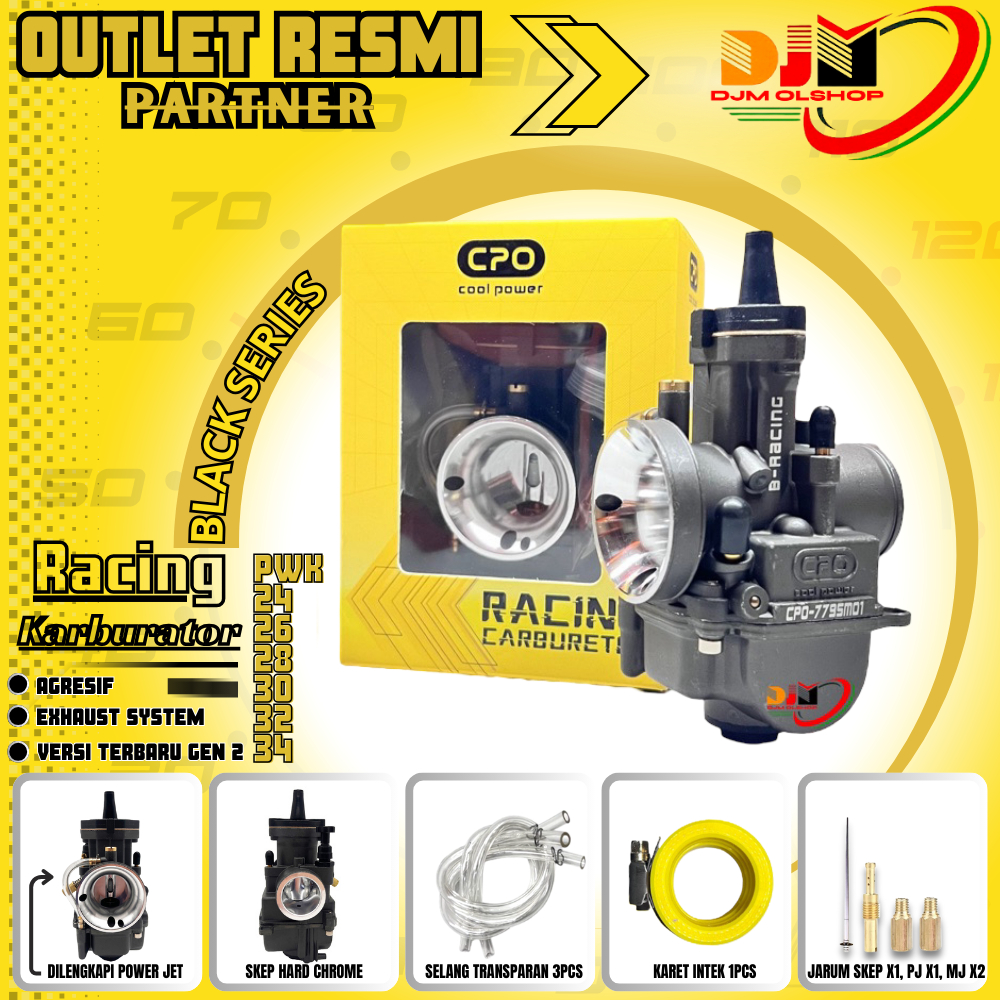 Karburator CPO Pwk 28 30 32 34 - Karbu Kotak Original Black Series Harga 119,500 rupiah*Gratis Ongkir