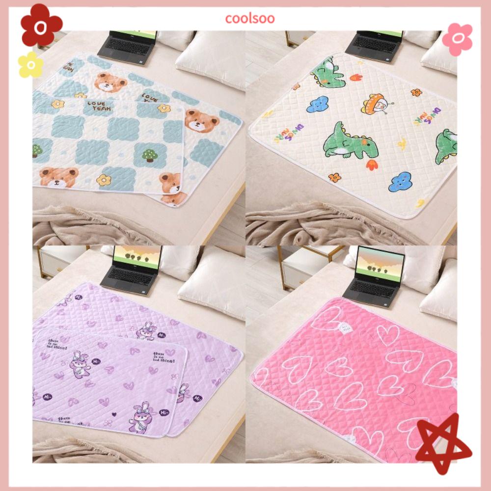 BTU6P Hoạt hình dễ thương Thảm lót nước tiểu cho bé Thoáng khí Vải Bộ đồ giường lót nước tiểu Mềm Không thấm nước Đệm kinh nguyệt Em bé