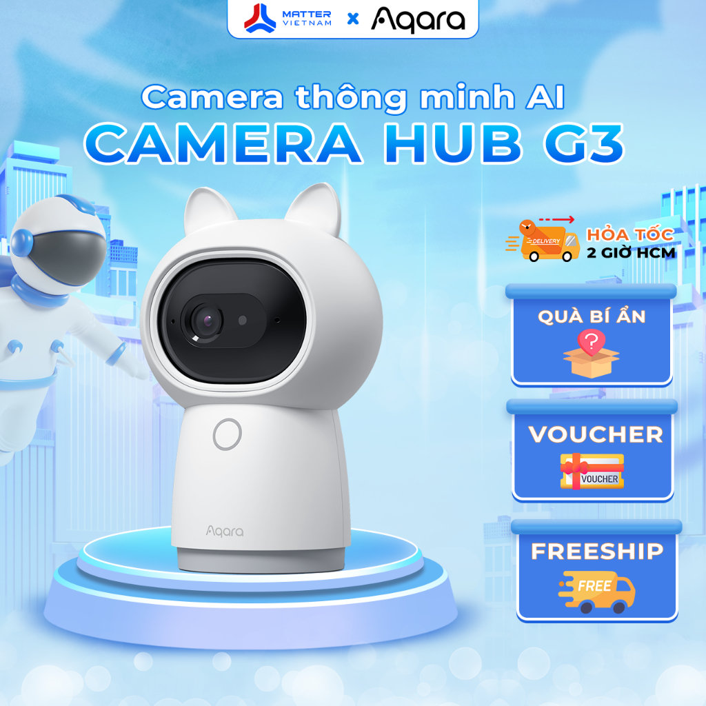 Aqara Camera Hub G3 AI - xoay 360 độ, độ phân giải 2K, tương thích Apple HomeKit - Indoor 2K AI Tracking CH-H03