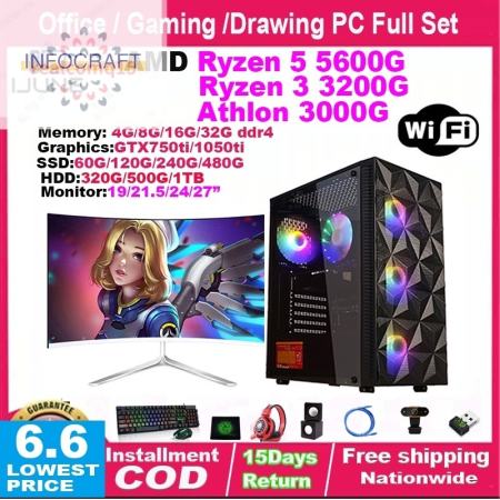 Gaming PC Set with AMD Ryzen Processors for Online Gaming