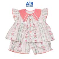 Bộ quần áo Ngắn bé gái họa tiết Kẻ Thỏ Hồng Cotton - AICDBGWANDAL - AIN Closet