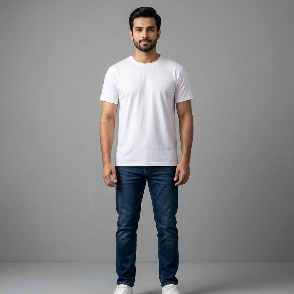 White Plain basic round neck half sleeves T shirts for men's cotton fabric for summer wear