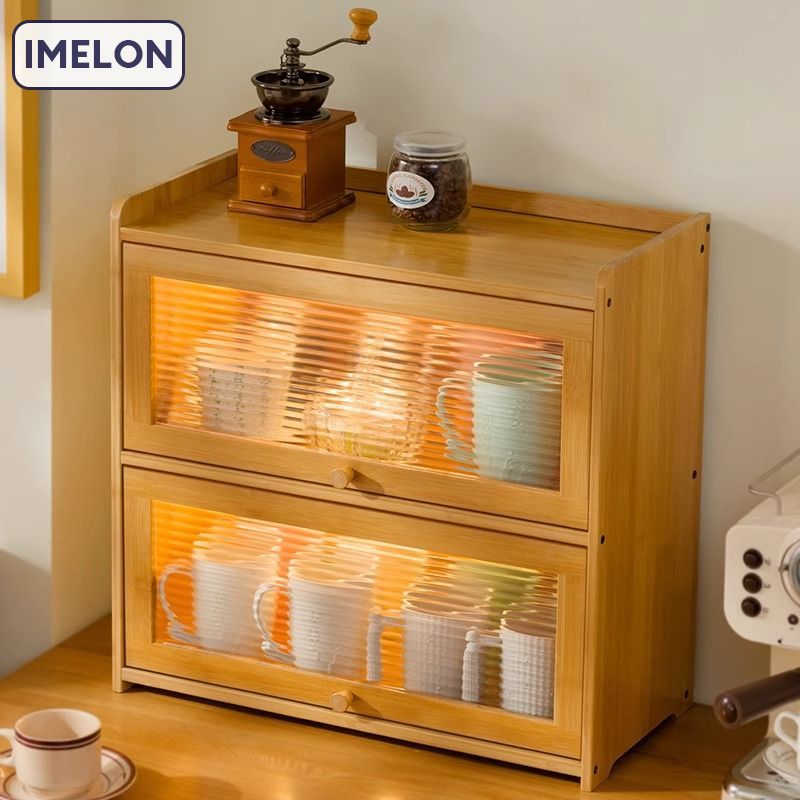 Tủ lưu trữ bằng tre phong cách tối giản hiện đại với cửa kính