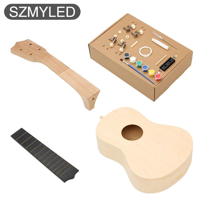 DIY Ukulele 21 Inch 4 Strings Ukulele DIY Ukulele Kit Basswood Handmade Ukulele Kit For Beginners Kids