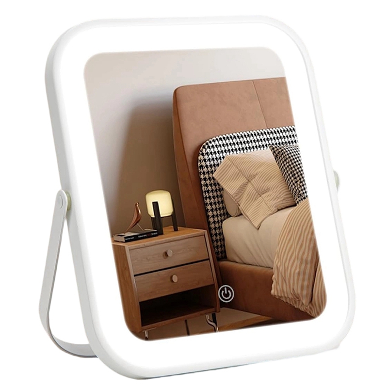 【Latest model】 X 10" 8" 360 Degree Rotating Lighted Vanity Mirror with 3-Color Dimmable LED Portable Makeup Mirror for Bedroom Desk or Travel ราคา 817 บาท*ส่งฟรี