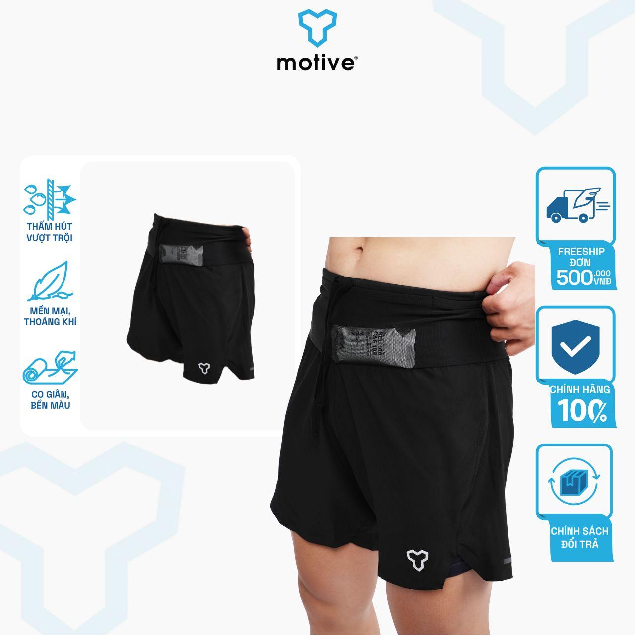 Quần Short Thể Thao Chạy Bộ Nam Đa Năng MOTIVE MEN SHORT BELT - Màu Đen