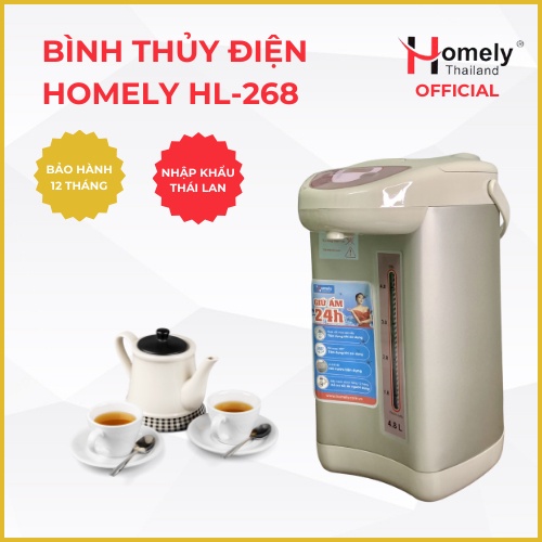 Bình thủy điện Homely tự động ngắt khi sôi, thân 2 lớp dày dặn, chất liệu ruột cao cấp, đun sôi và giữ nhiệt thông minh