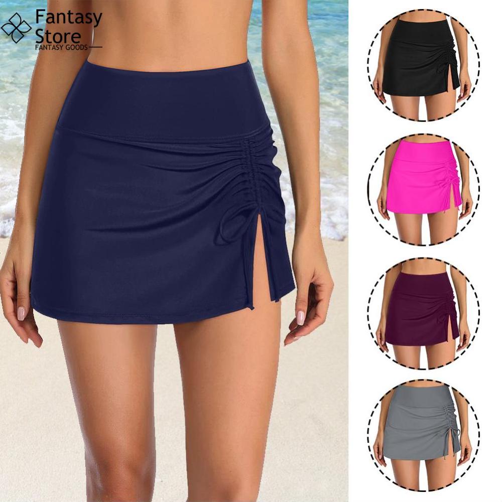FG Quần lót bikini Womens Váy bơi được xây dựng trong tóm tắt quần short váy nhiều lớp xù quần bơi r