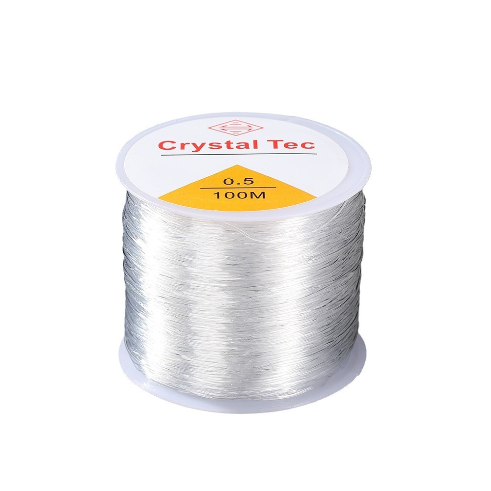 LIUJIR 100m Dây pha lê đàn hồi Trong Suốt Như Pha Lê 04-2mm Dây thun co giãn Làm vòng cổ Trong suốt Dây đeo tay đàn hồi Vật liệu làm đồ trang sức