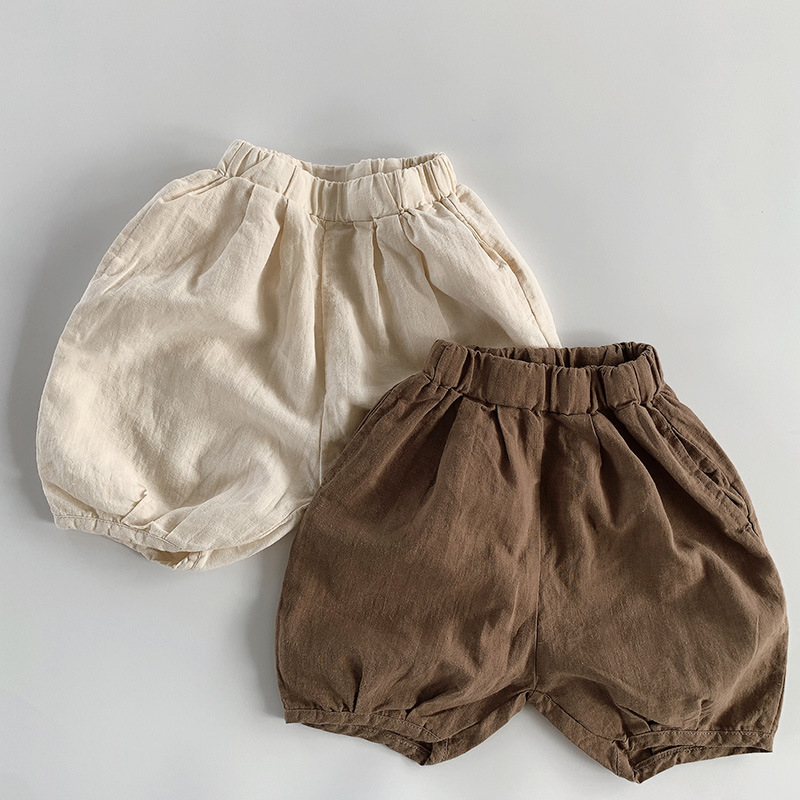 Amazhiyu Korean Version Cotton and Linen Solid Color Casual Shorts, Summer Boys and Girls' Lantern Pants 325500KKN