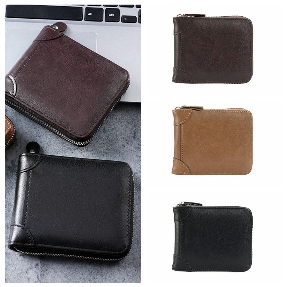 Fashion Vintage Genuine Leather Wallet men Wallet Leather men purse  vertical short money bag male wallet c…