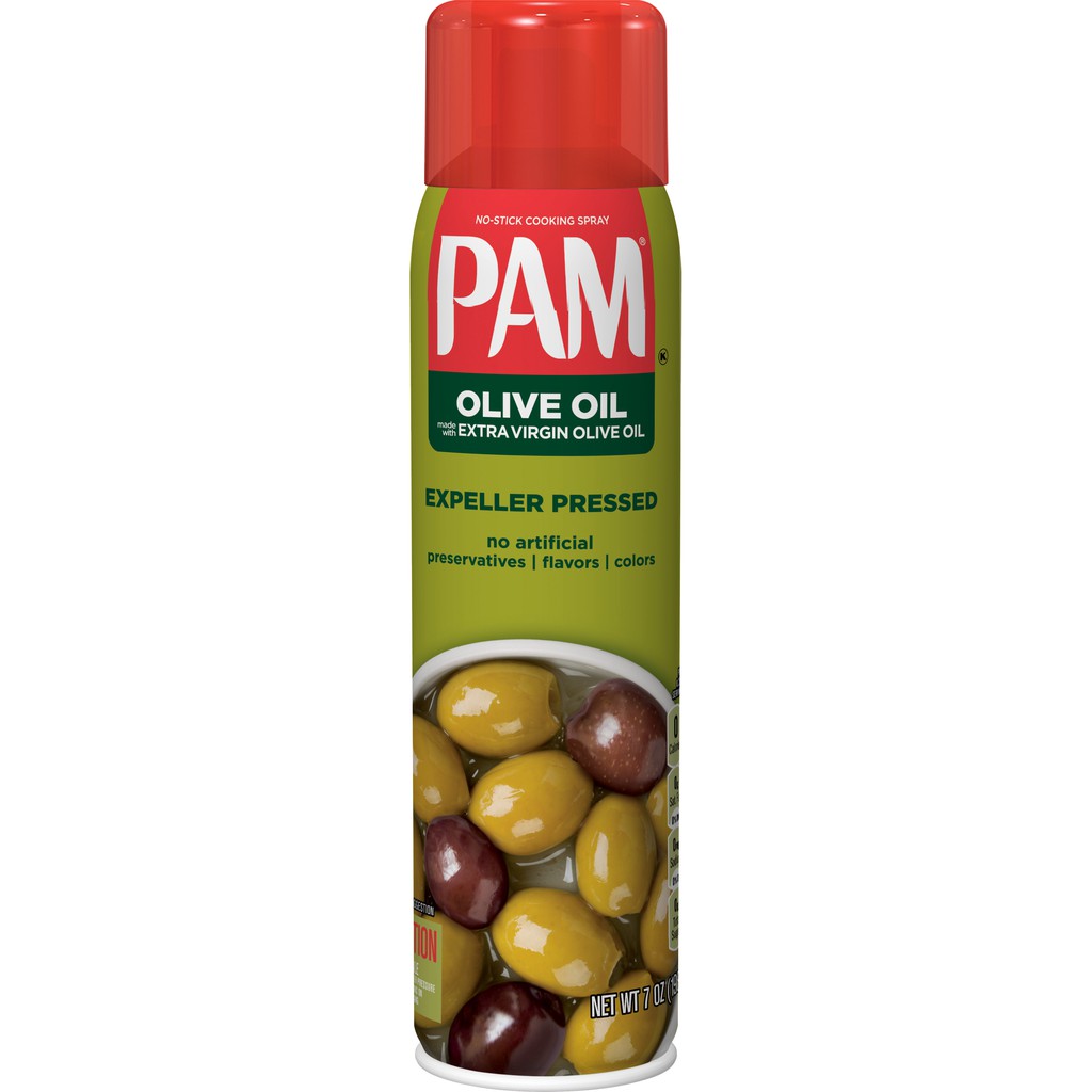 DẦU ĂN KIÊNG DẠNG XỊT PAM Expeller-Pressed Olive Oil Cooking Spray 198g (7oz) KHÔNG DÍNH CHẢO - Là lựa chọn hàng đầu cho người ăn kiêng, tập gym vì không chứa chất béo (total fat 0g), 0 calories và không chứa cholesterol, đường, sodium, protein, hay carbo