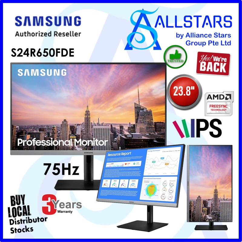 (ALLSTARS : We are Back Promo) Samsung 23.8 inch actual / 24 inch class S24R650 / S24R650FDE Full HD IPS Professional Monitor / Pivotable / Height Adjustable / USB3.0 HUB / Headphone Out (Warranty 3years on-site with Samsung SG) Singapore