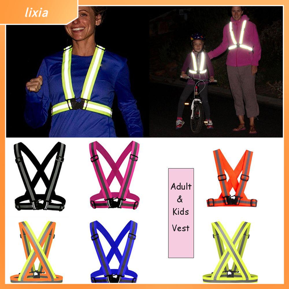 LIXIA Đang chạy Trọng lượng nhẹ Bảo vệ Đêm Dải an toàn Vest phản quang Khả năng hiển thị cao Áo khoác sọc