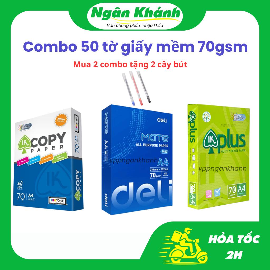 [Tách lẻ] Combo 50 Tờ Giấy A4/A5 nhiều thương hiệu IK PLUS IK COPY THIÊN LONG MATE COPY DELI 70GSM 50 tờ giấy mềm