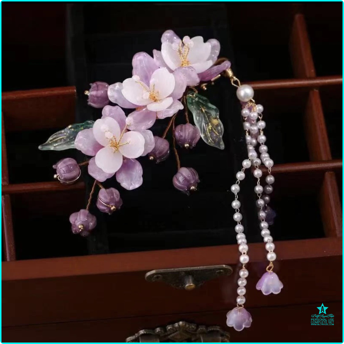 [op010] Purple Flower Hairpins Side Clips Chinese Hair Accessories Pendant Pearl Headpiece for Women Hanfu Dress Step Shake Jewelry 2023 ราคา  19,302 บาท*ส่งฟรี