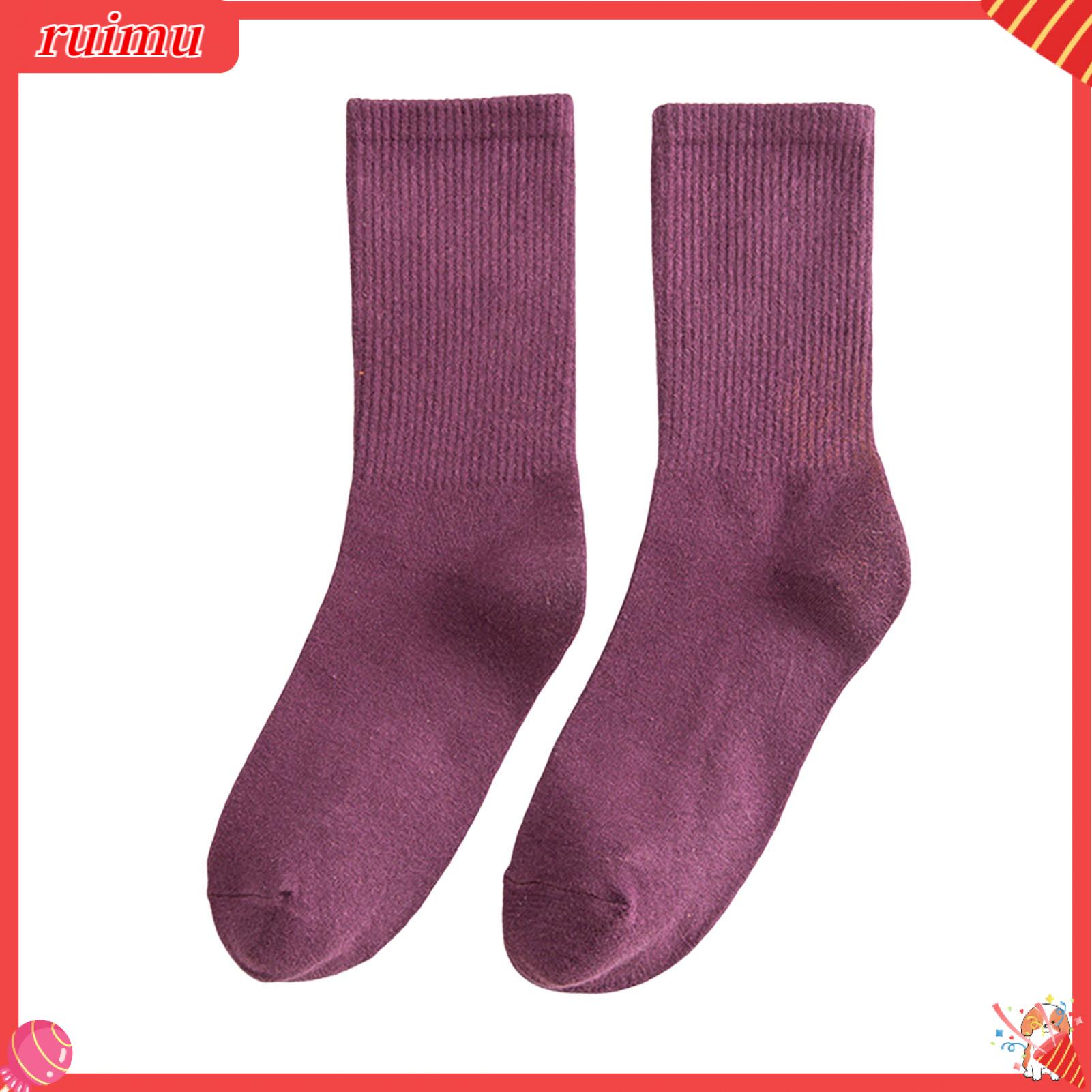 Ruimu Thêm lỏng Vớ qua mắt cá chân tất màu trơn phong cách Nhật Bản của phụ nữ giữa ống chống trượt vớ thể thao mềm mại ấm áp mồ hôi thấm độ co giãn cao Yêu thích
