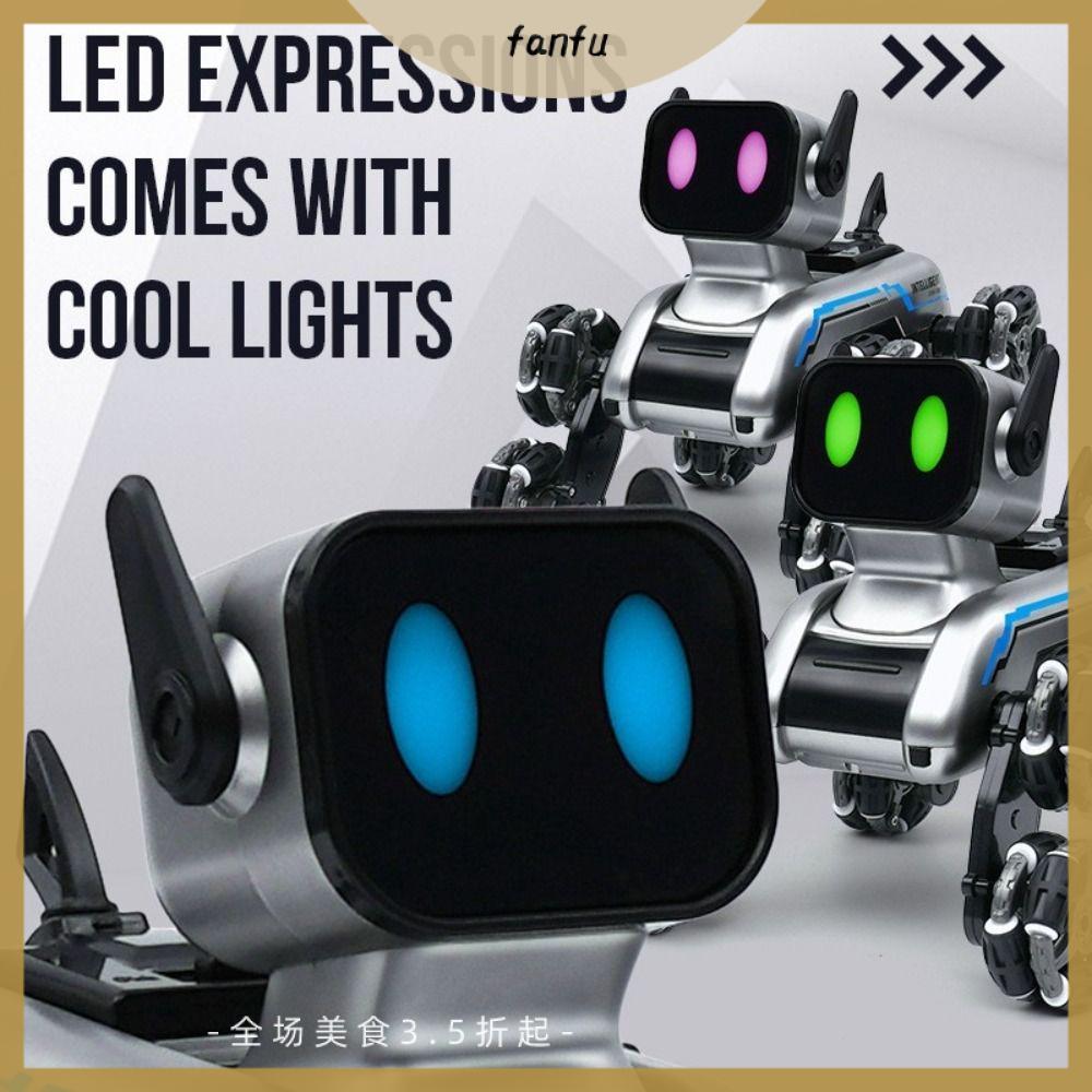 FANFU Nhựa Robot AI điều khiển từ xa Bạc Xe tám bánh Chó Robot Trượt Diễn Viên Sáng tạo Robot điều khiển từ xa Quà tặng trẻ em