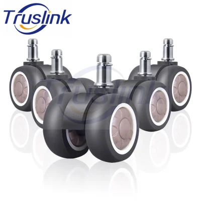 【SG Seller】Truslink 5Pcs Office Chair Casters Wheels 2 inch TPR Double Wheel Universal Rubber Replacement Quiet Rolling Safe for Various Floors