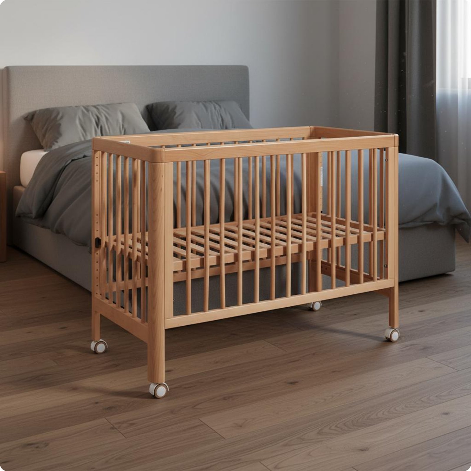 Multifunctional Newborn Crib Mobile Wooden Baby Bed Portable Bedside Crib Adjustable Height for Newborns Babies Nursery