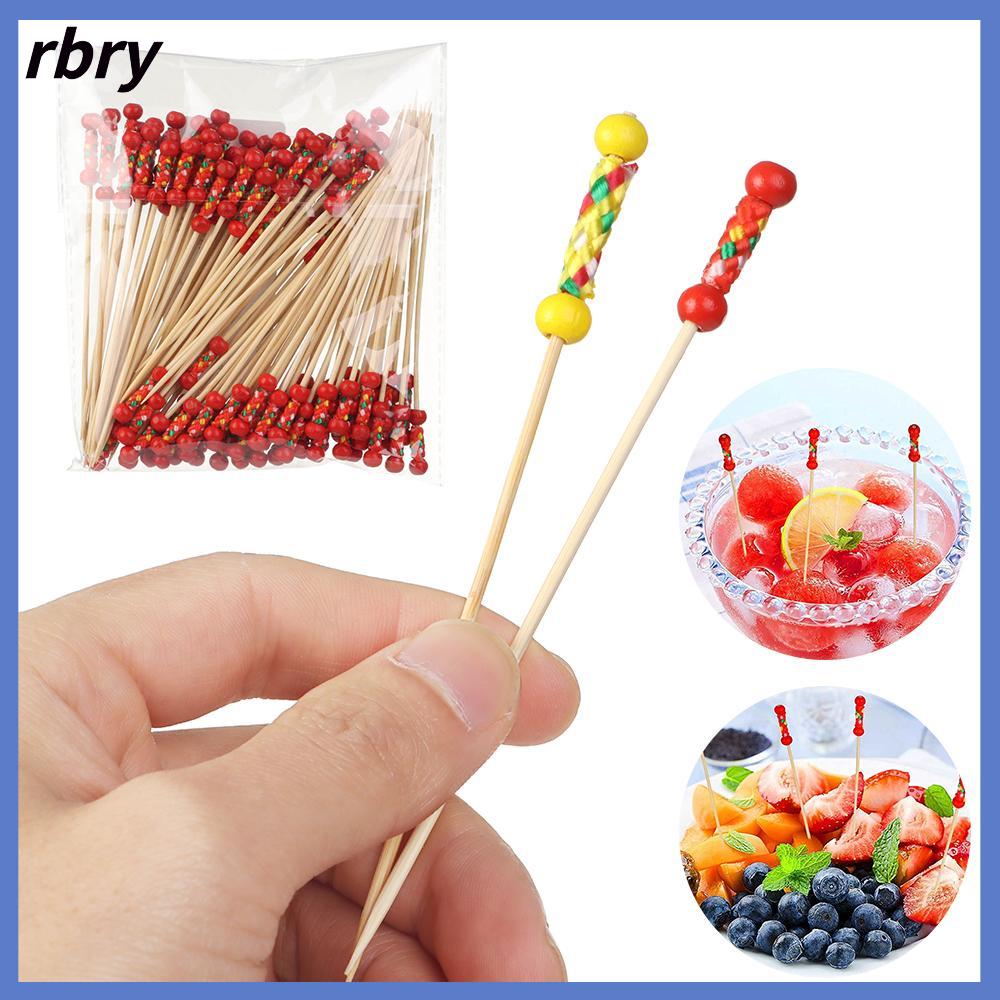 RBRY 100Pcs Dùng một lần Cupcake Trái Cây Ngã Ba Tăm Xiên Salad Rau Gậy Thực phẩm Trái Cây Trang Trí Nội Thất Handmade Tăm Xỉa Răng Trái cây Gậy Tre Picks