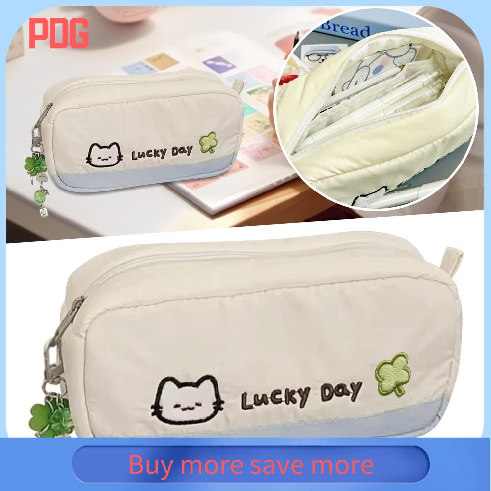 PDG Dung lượng lớn Túi đựng bút Đóng cửa bằng khóa Mềm mại Hộp bút Mèo con Sắp xếp văn phòng phẩm Sinh viên