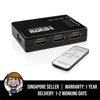 HDMI 5x1 5-Port HDMI Switch / Switcher with IR Remote, Supports 3D