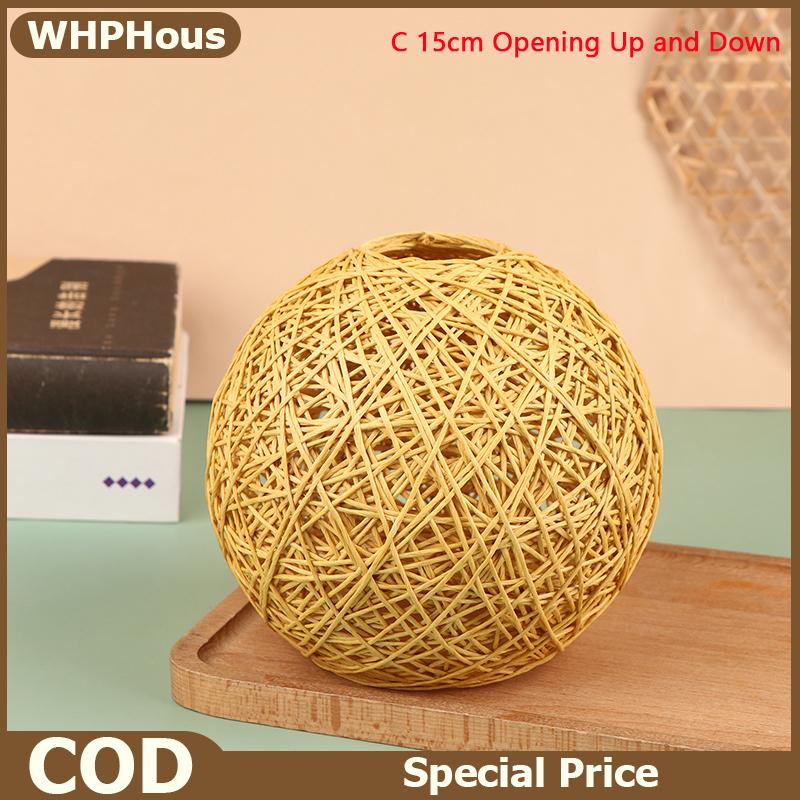 WHPHous Woven Pendant Light Shade Lamp Cover Chandelier Lamp Shade Lantern Basket Rattan Lampshade for Hotel Dining Room Restaurant