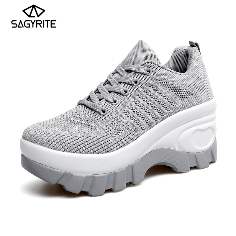 SAGYRITE Women's Sports Shoes PU Sole Knitted Mesh Shoes Size 35-40 ราคา 1,210 บาท*ส่งฟรี