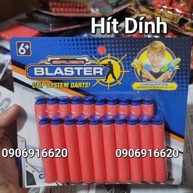 Đồ chơi xốp dính nerf 20 viên hàng cao cấp đóng vỉ