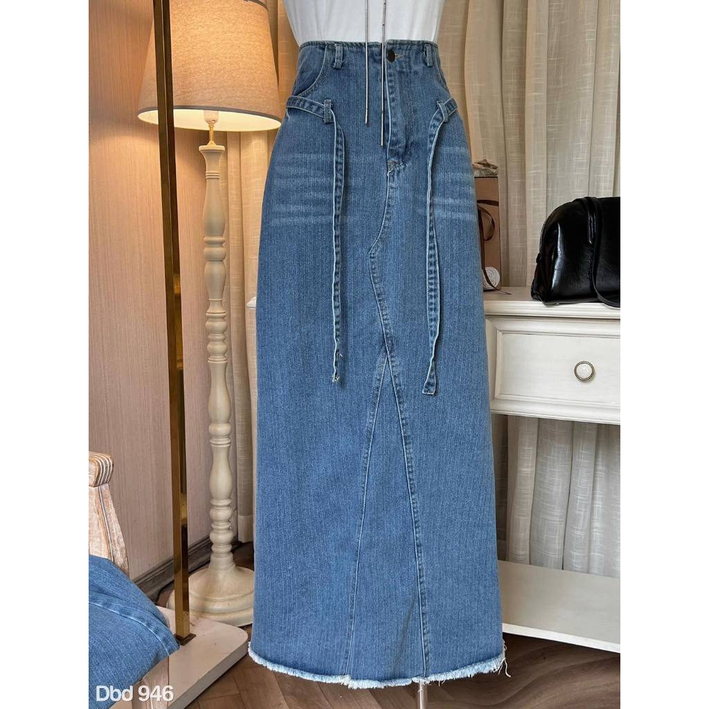 Chân Váy Jean Bigsize Nữ Mập Fashion Chân Váy Jean Dài Bigsize Co GIãn Bốn Chiều Phối Cùng Áo Thun Á