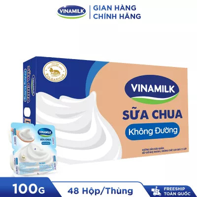 CHỈ GIAO 2H TẠI HCM Thùng 48 Hộp Sữa Chua Ăn Vinamilk Không Đường 100g