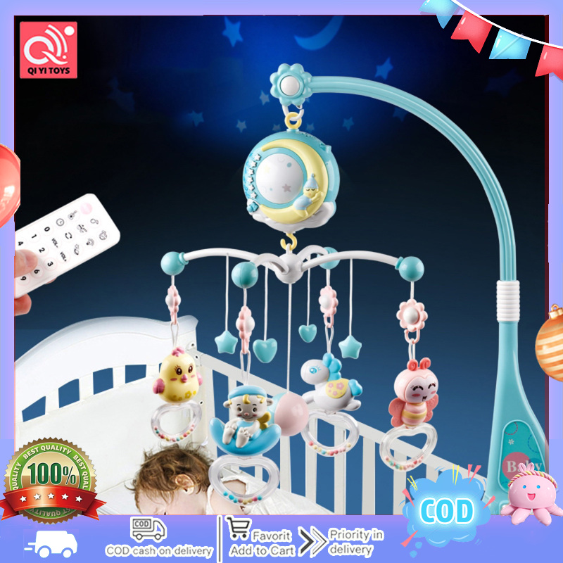 Baby Rattles Crib Mobiles Toy Holder Rotating Crib Bed Bell With Music Box